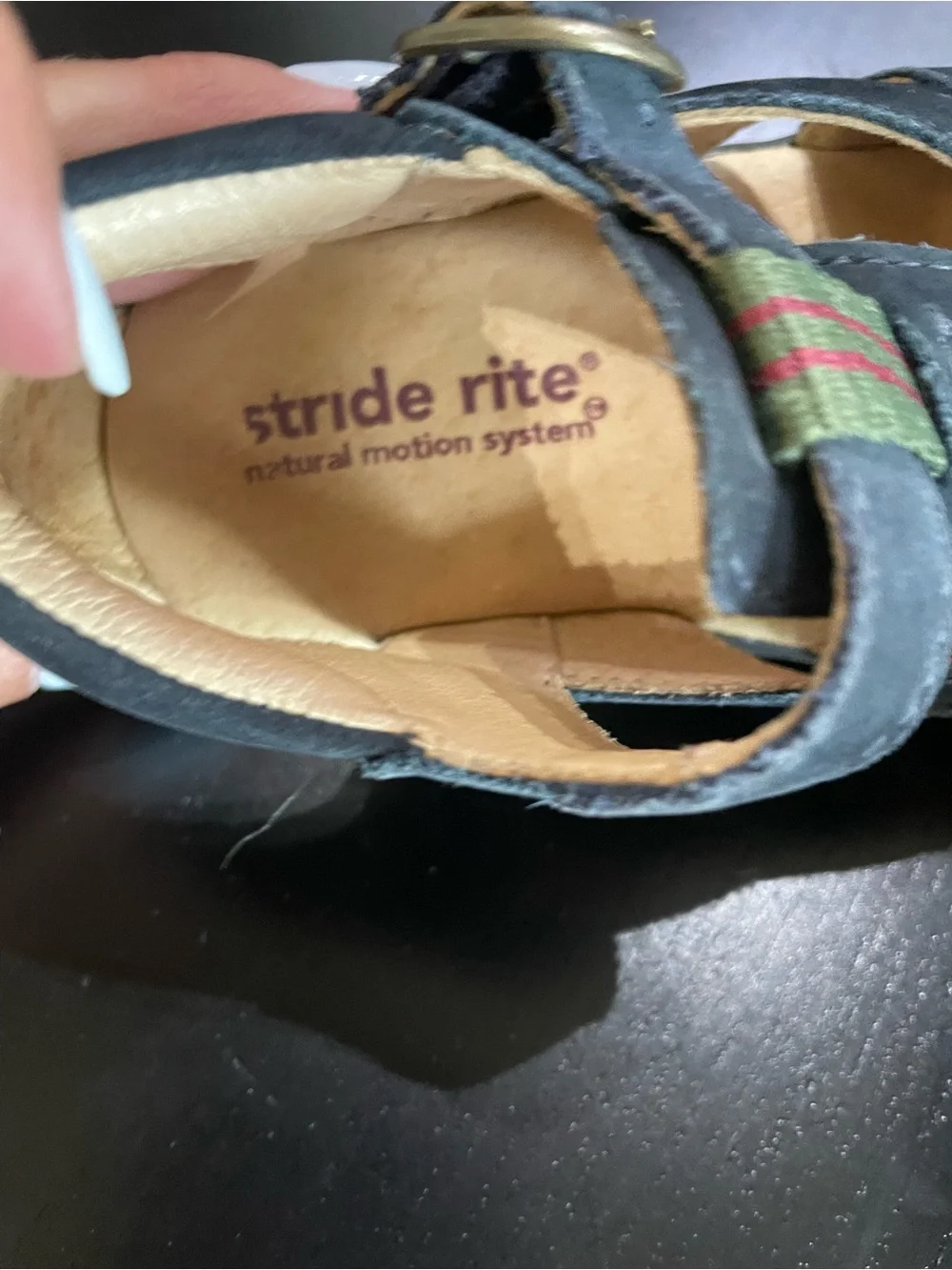 Stride rite Kids Navy suede Sandals Adj Strap walkers fisherman shoes sz 8W
